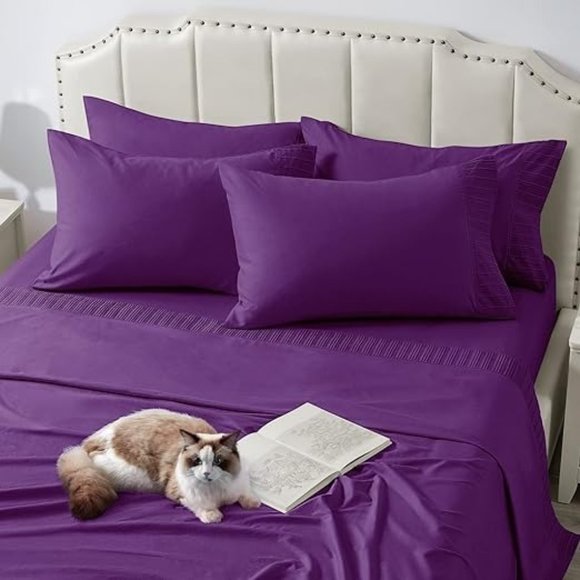 6 Pieces Microfiber Bed Sheet Set - 15 Inch Deep Pocket Sheets - Picture 7 of 9